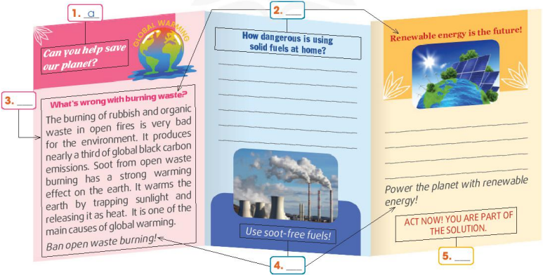 Write about 120-150 words to complete the leaflet in 2