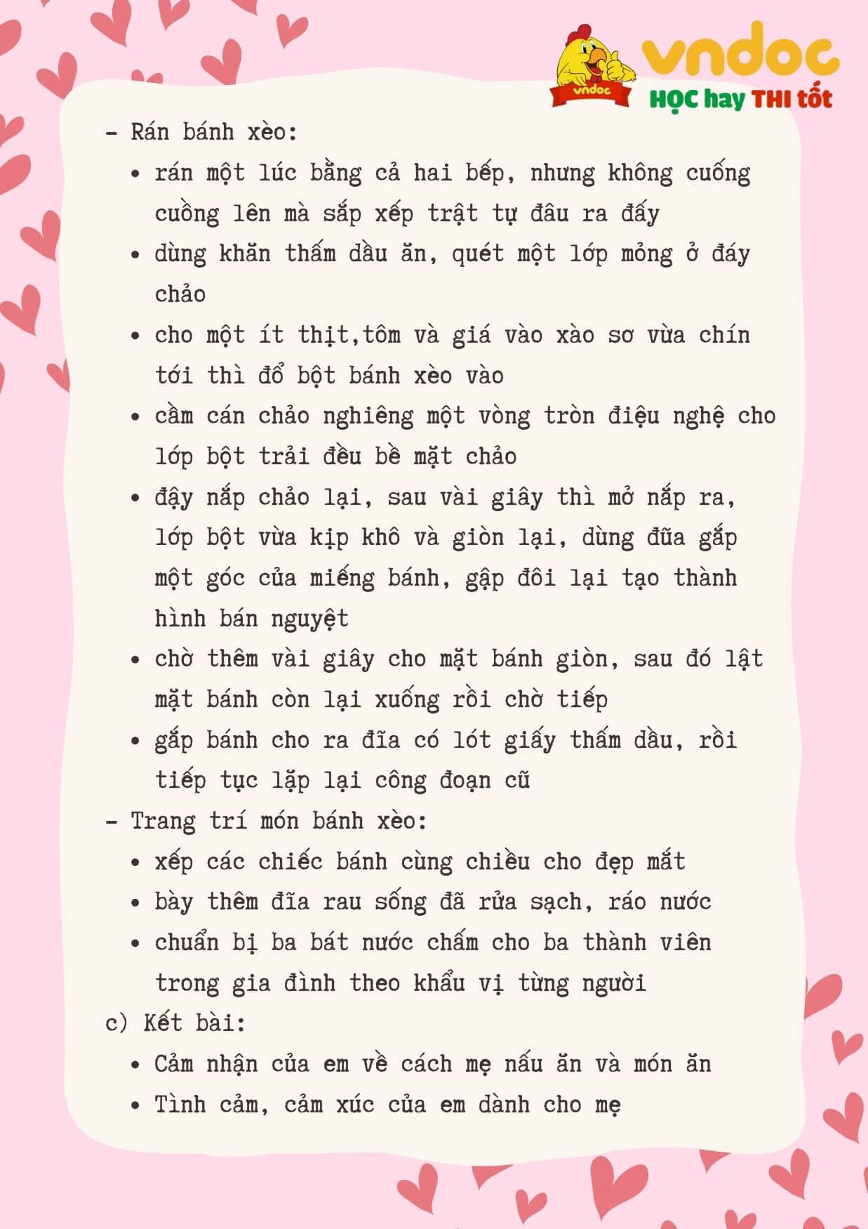 Lập dàn ý tả mẹ em đang nấu cơm