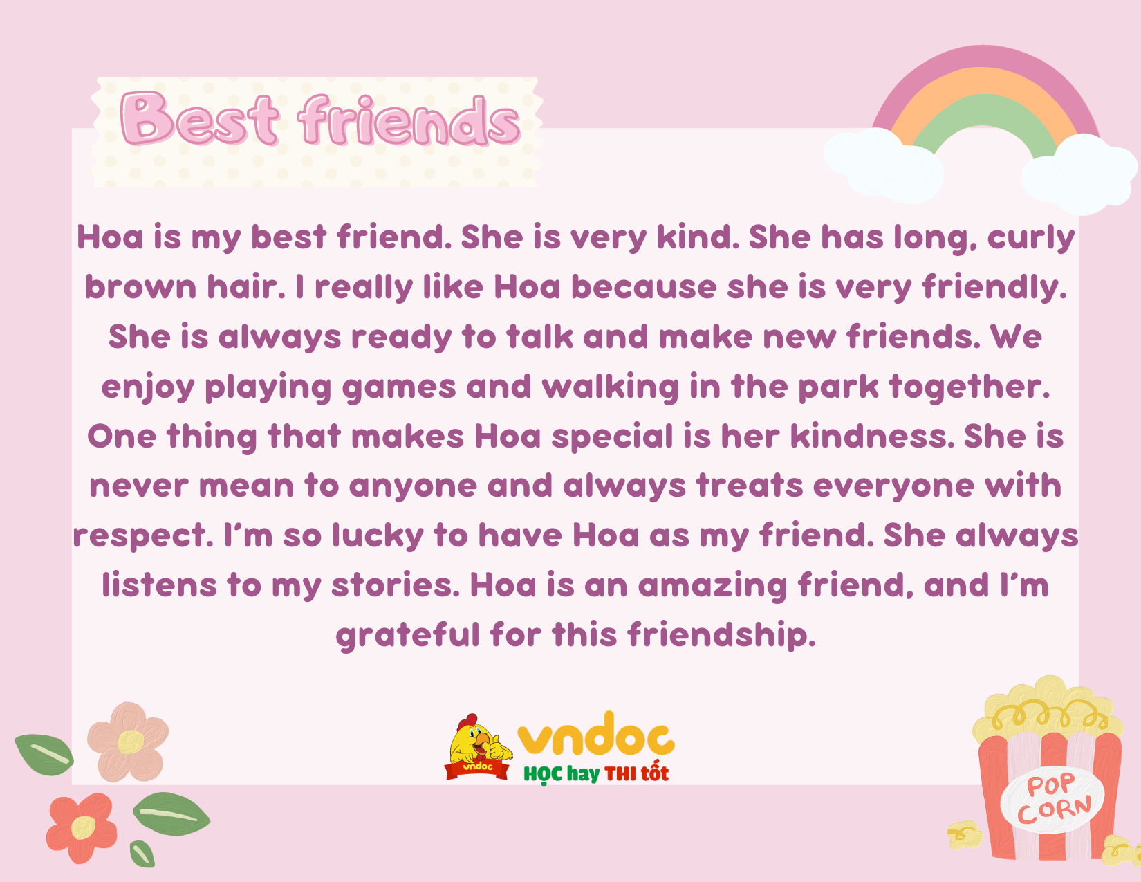 Miêu tả bạn thân bằng Tiếng Anh