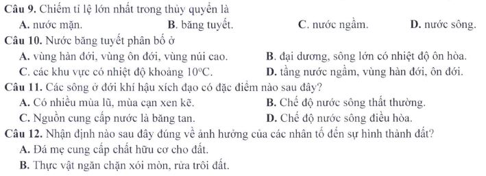 Đề minh họa thi THPT Quốc gia môn Địa lí