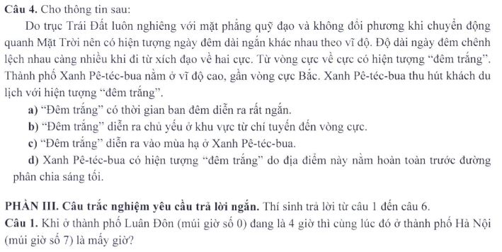 Đề minh họa thi THPT Quốc gia môn Địa lí