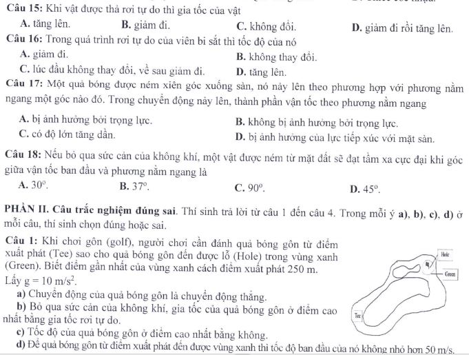 Đề thi THPT Quốc gia môn Vật lí