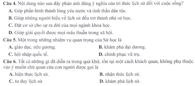 Đề minh họa thi THPT Quốc gia môn Lịch sử