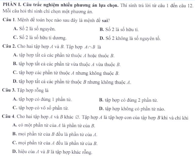 Đề thi THPT Quốc gia môn Toán