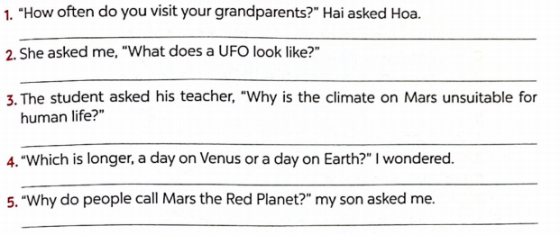 Sách bài tập tiếng Anh lớp 8 unit 12 Life on other planets