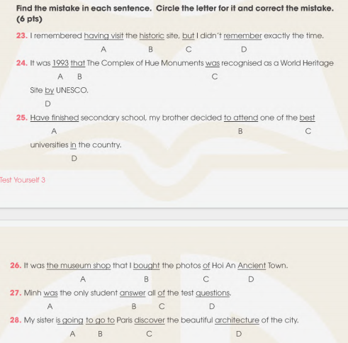 Sách bài tập Tiếng Anh 11 Global Success Test Yourself 3