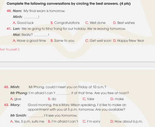 Sách bài tập Tiếng Anh 11 Global Success Test Yourself 3