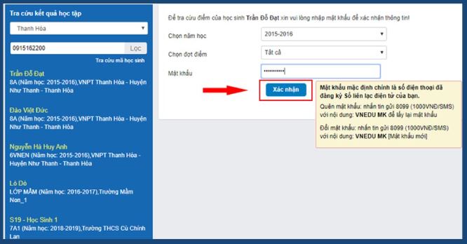 Hướng dẫn tra cứu điểm vnEdu phụ huynh chi tiết