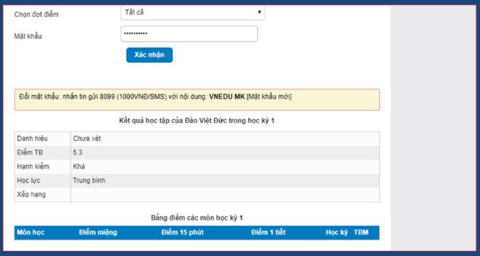 Hướng dẫn tra cứu điểm vnEdu phụ huynh chi tiết