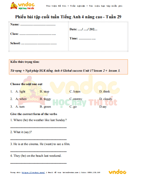 phieu bai tap cuoi tuan tieng anh 4 global success nang cao tuan 29 1*583071