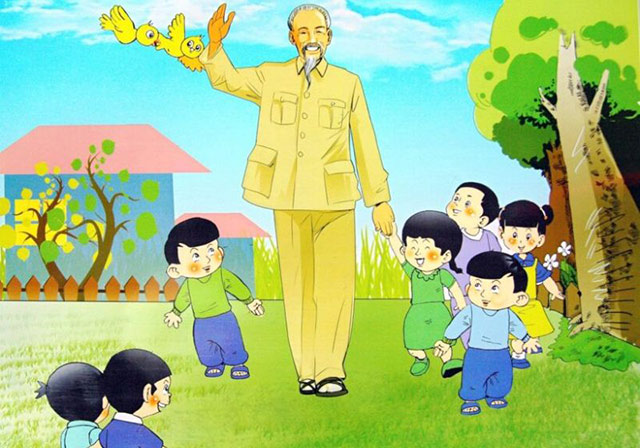 Tranh vẽ Bác Hồ và thiếu nhi