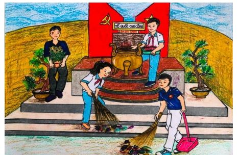 Mẫu tranh thi em vẽ sắc màu tình nguyện