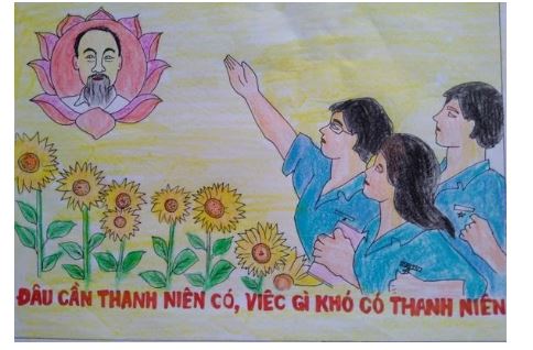 Mẫu tranh thi em vẽ sắc màu tình nguyện