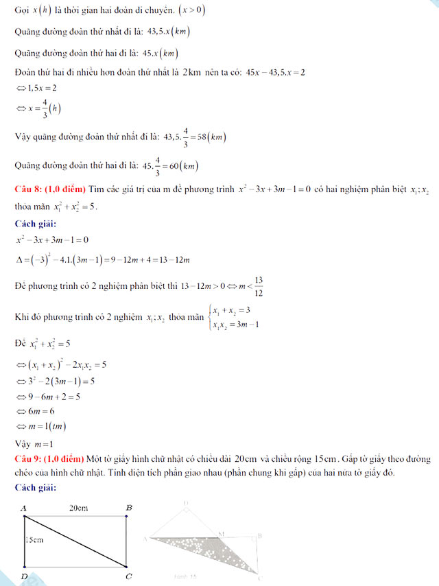 Đáp án đề thi vào lớp 10 môn Toán Tây Ninh năm 2024