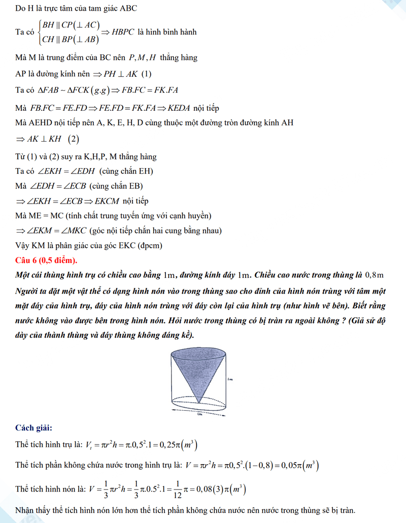 Đáp án đề thi vào 10 Bình Thuận môn Toán 2024-2025
