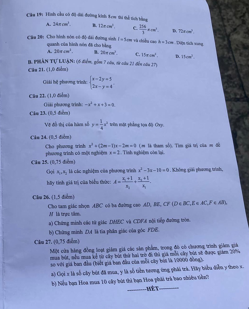 Đáp án mã đề 171