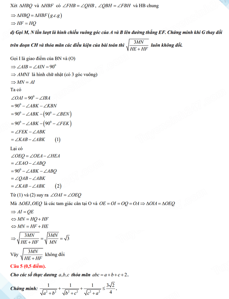 Đáp án đề Toán vào 10 Thái Bình 2024