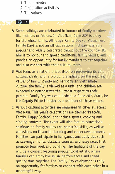 Tiếng Anh 12 Friends Global Unit 1 1I Culture