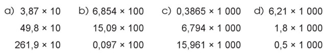Nhân một số thập phân với 10, 100, 1 000
