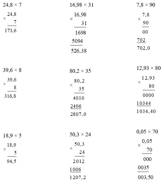 Nhân một số thập phân với một số tự nhiên