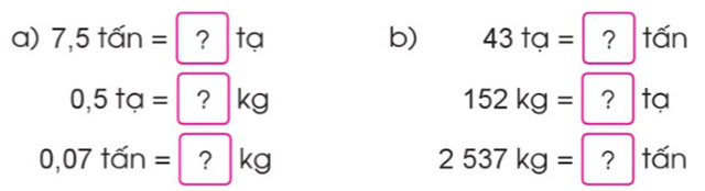 Viết các số đo đại lượng dưới dạng số thập phân