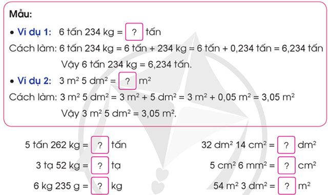 Viết các số đo đại lượng dưới dạng số thập phân