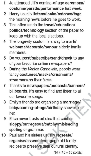 Tiếng Anh 12 Bright Progress Check (Units 3 - 4)