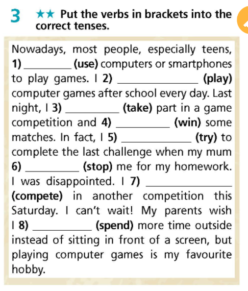 SBT Tiếng Anh 9 Right On Unit 1 1e Grammar