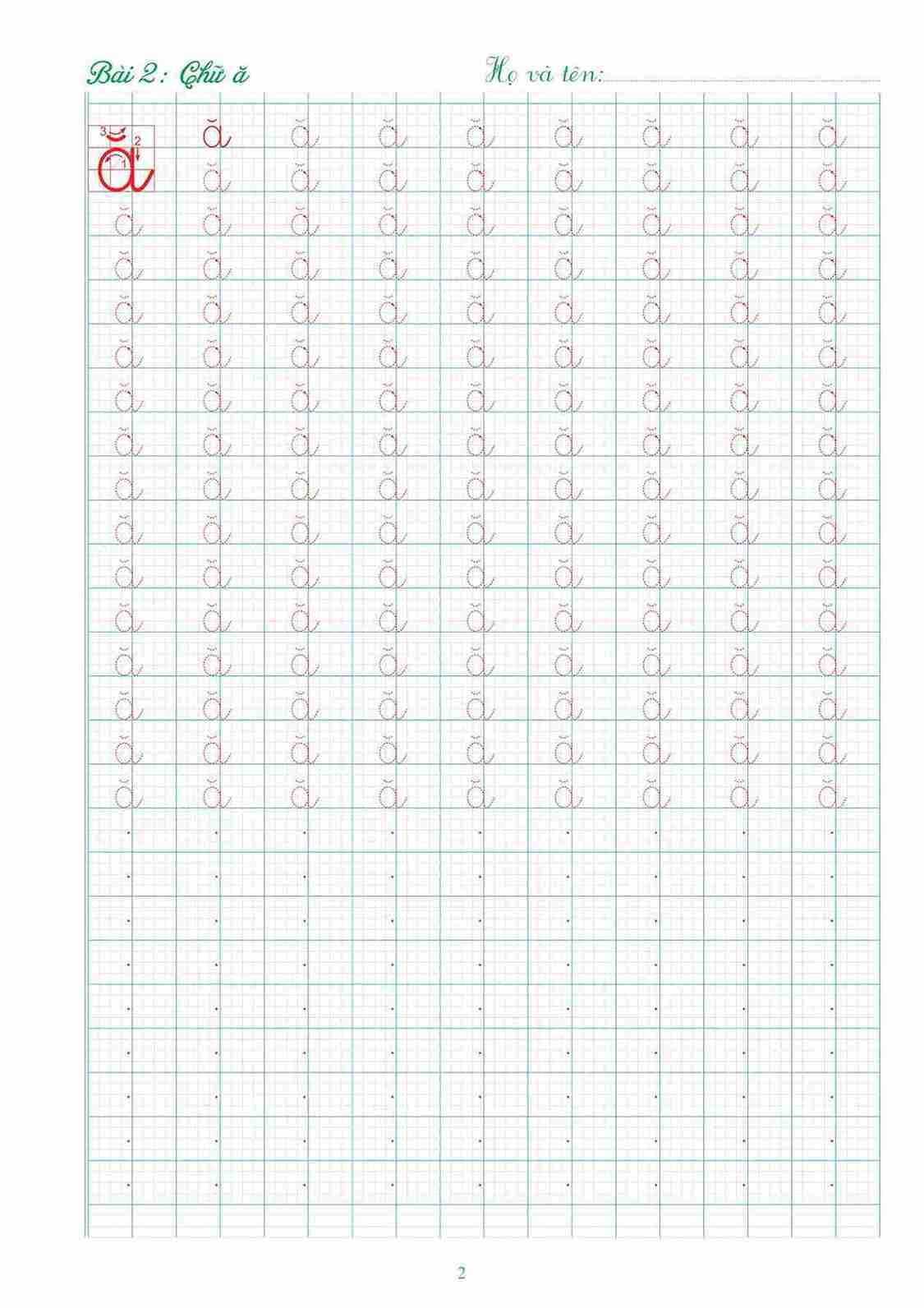 Mẫu vở tập viết cho học sinh lớp 1