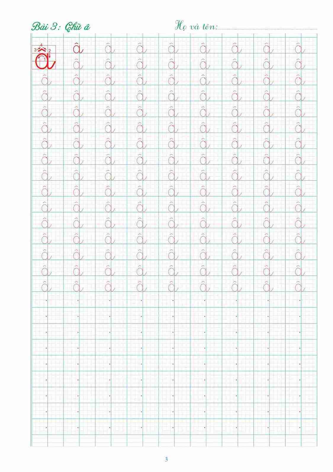 Mẫu vở tập viết cho học sinh lớp 1