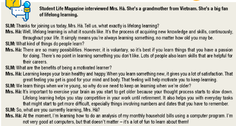 Sách bài tập tiếng Anh lớp 12 unit 5 lesson 1