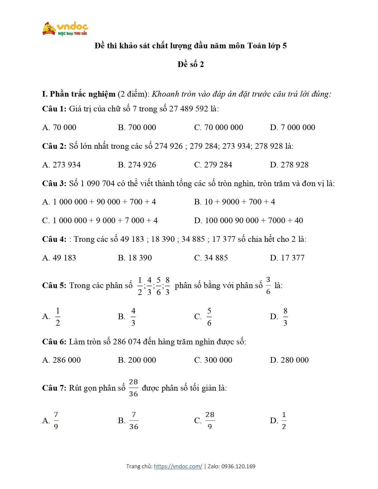 de khao sat chat luong dau nam mon toan lop 5 de so 2 page 1*615911