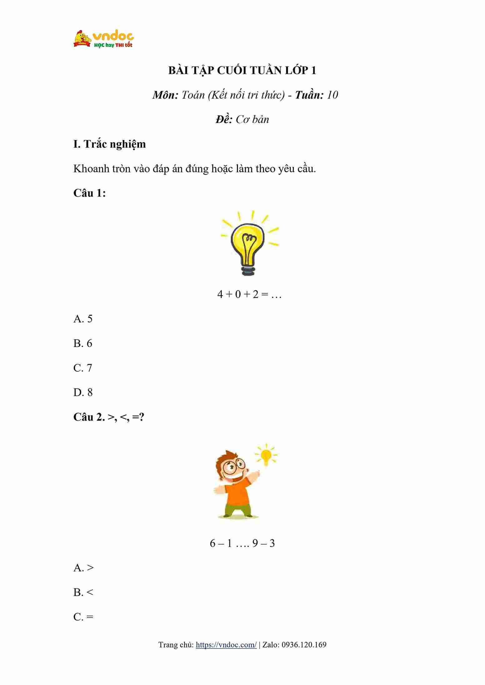 bai tap cuoi tuan toan lop 1 kntt tuan 10 1*619801