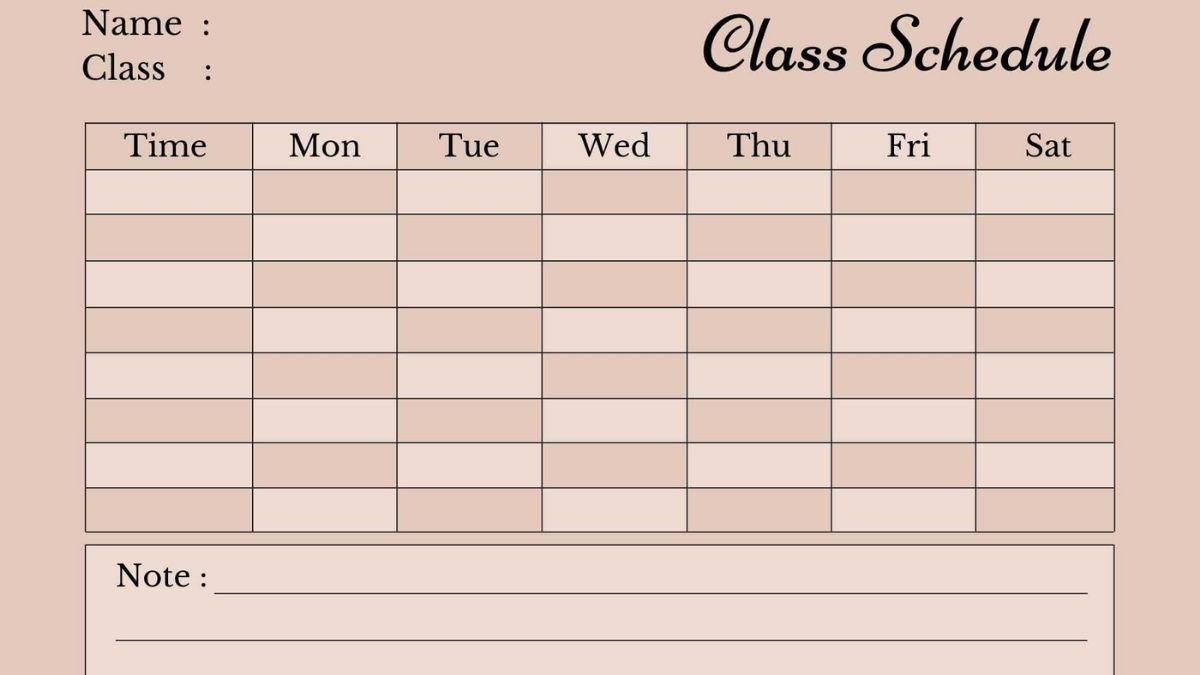 Mẫu thời khóa biểu cho học sinh Trung học đẹp