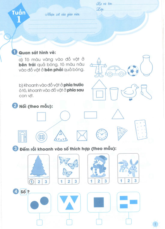 Phiếu bài tập cuối tuần môn Toán 1 sách Cánh diều