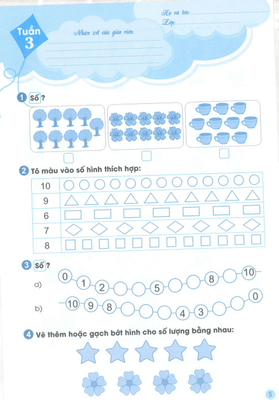 Phiếu bài tập cuối tuần môn Toán 1 sách Cánh diều