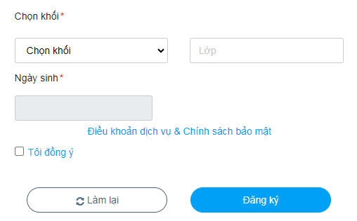 Chấp nhận điều khoản và nhấn nút Đăng ký