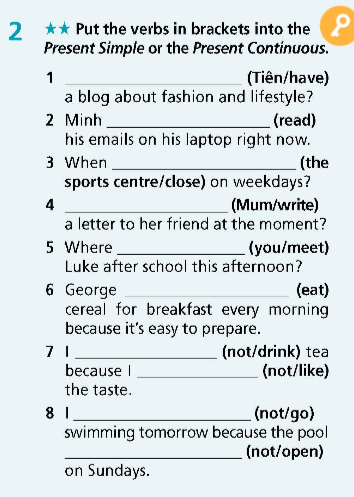 Tiếng Anh Right on 9 Grammar Bank Unit 1