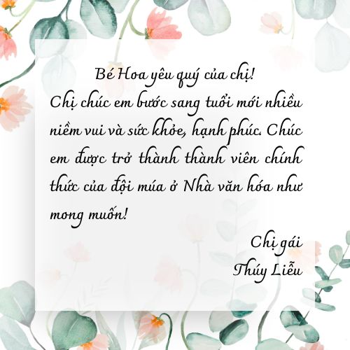 Viết bưu thiếp chúc mừng sinh nhật một người thân