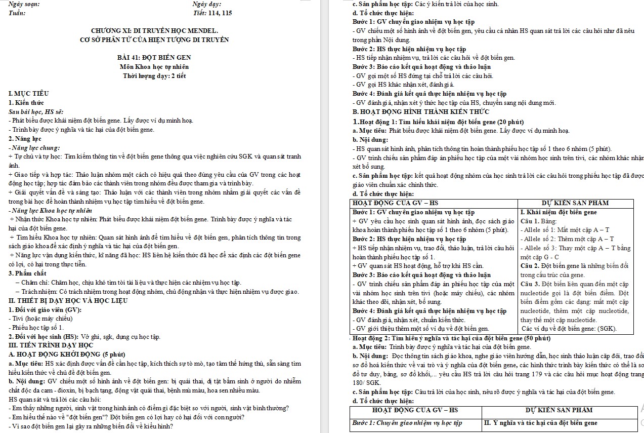 Giáo án KHTN 9 KNTT Bài 41