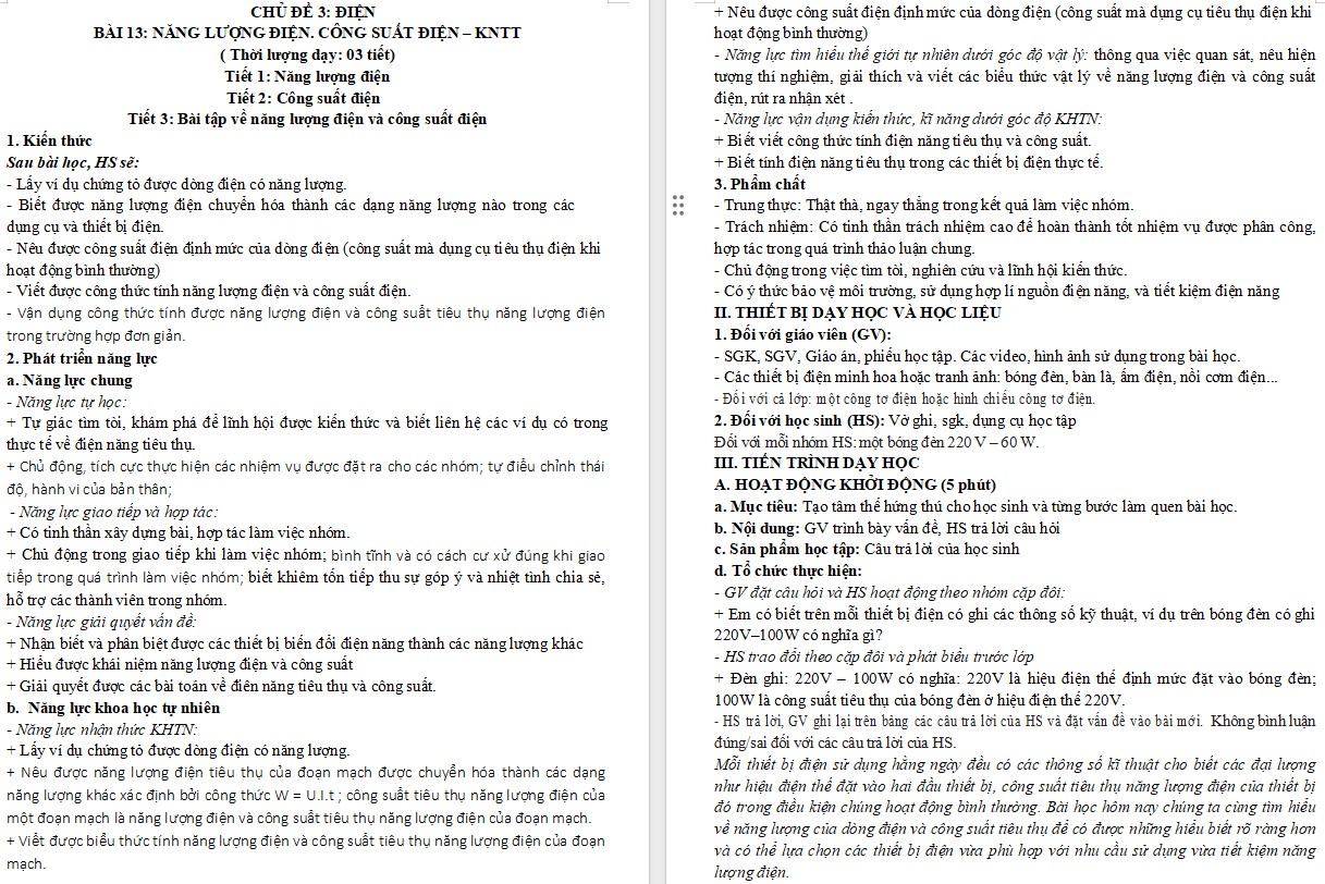 Giáo án KHTN 9 KNTT Bài 13