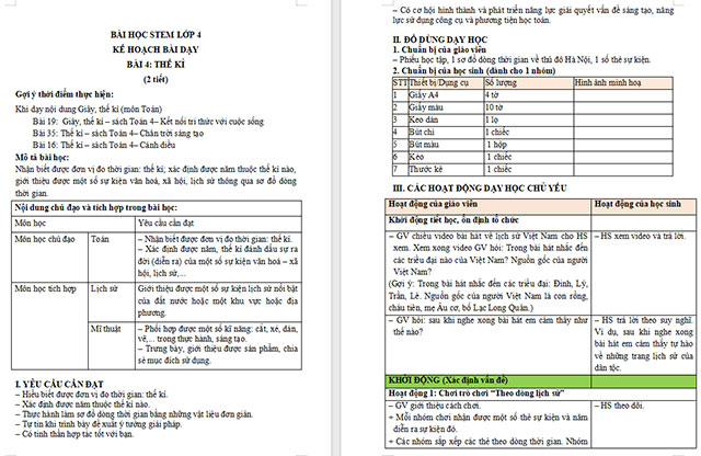 Giáo án STEM Làm sơ đồ dòng thời gian