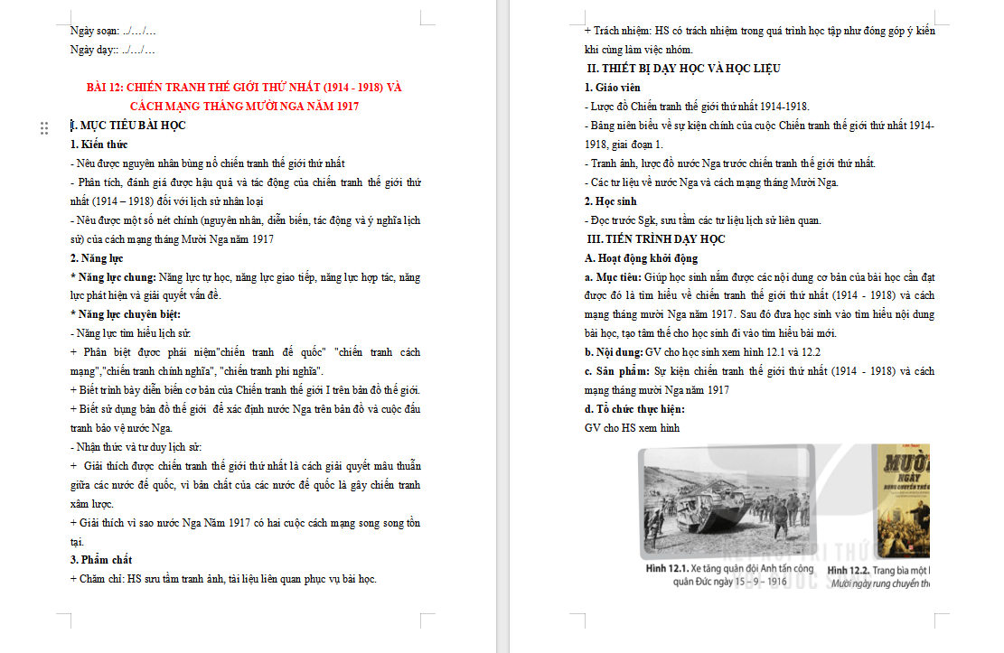  Giáo án Lịch sử 8 bài 12 