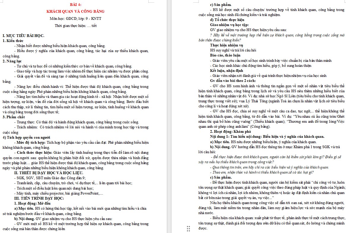 Giáo án GDCD 9 KNTT Bài 4