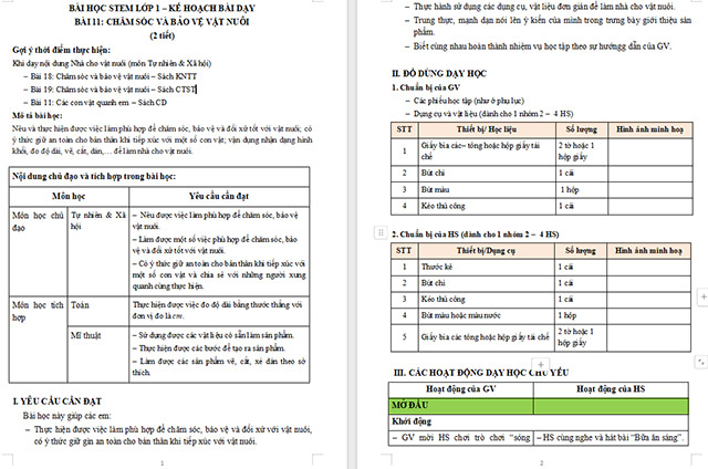 Giáo án STEM Chăm sóc và bảo vệ vật nuôi