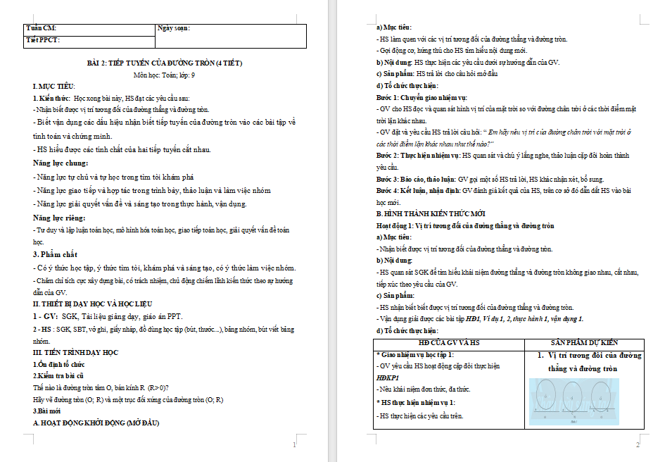 Giáo án Toán 9 Bài 2