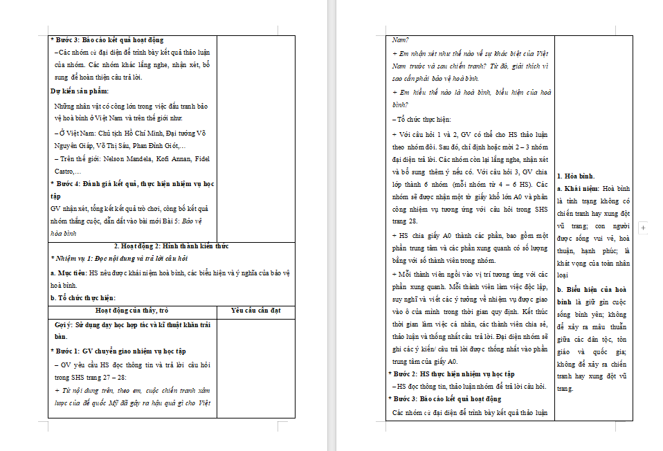 GDCD 9 Bài 5 Bảo vệ hòa bình