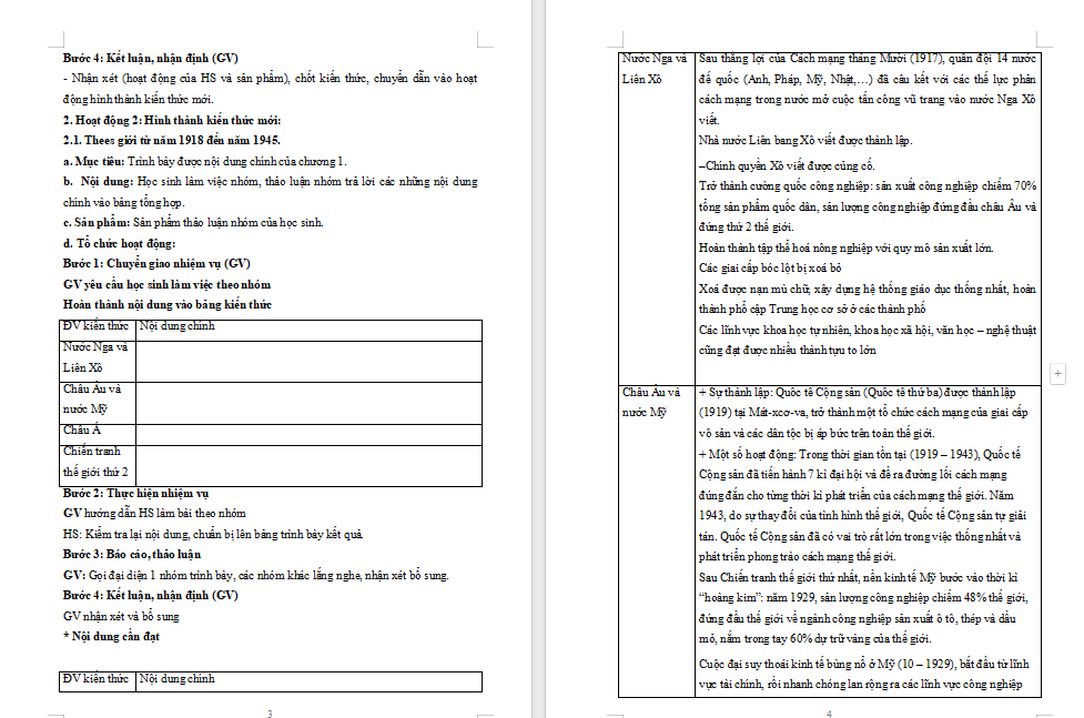Giáo án Lịch sử 9: Ôn tập cuối học kì 1