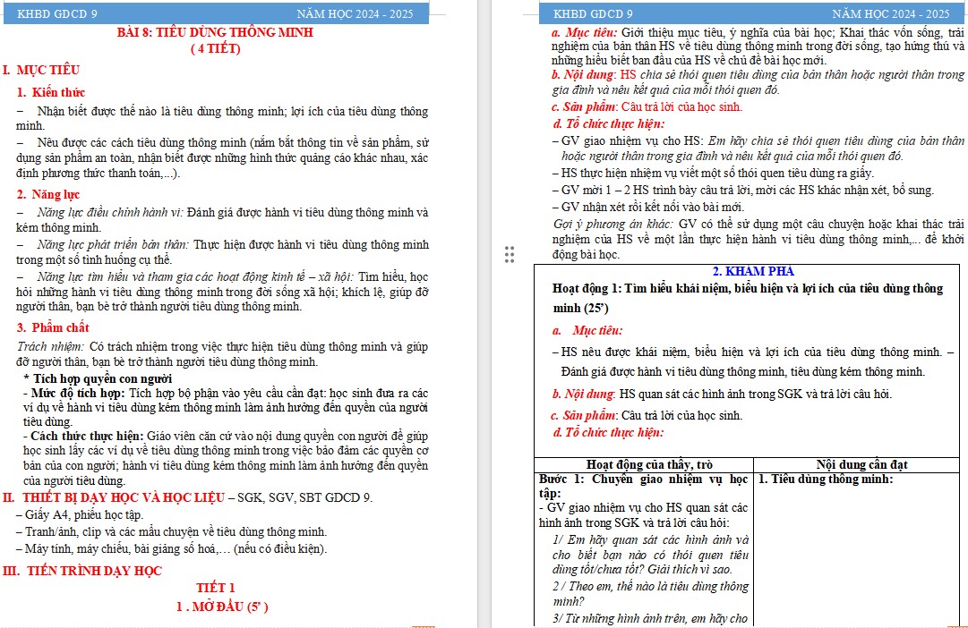 Giáo án GDCD 9 KNTT Bài 8