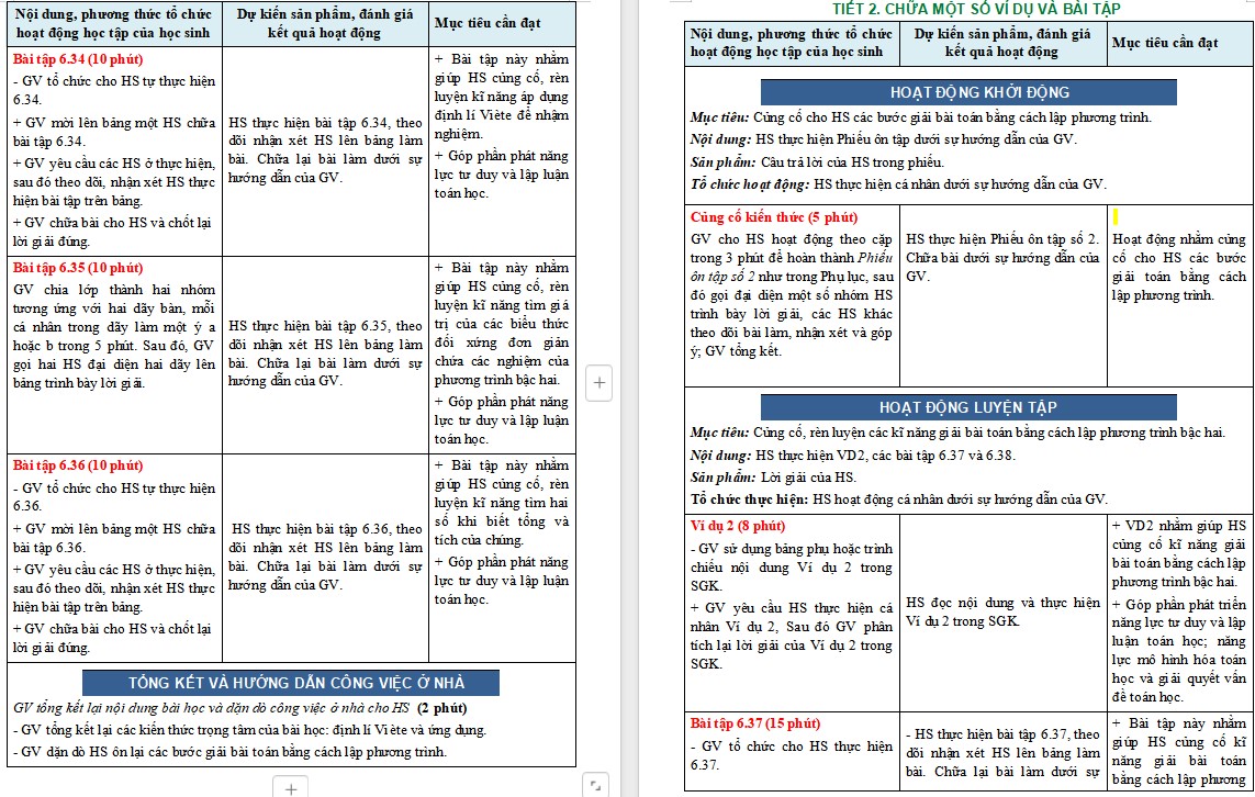 Giáo án Toán 9 KNTT Bài Luyện tập chung trang 28